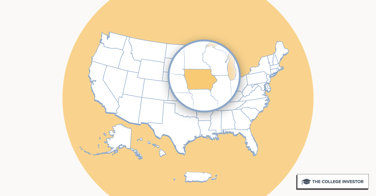 CollegeInvestor_1200x627_Infographic_ 50 + 2 Individual State Call Outs_lowa Iowa Student Loan Forgiveness Programs
