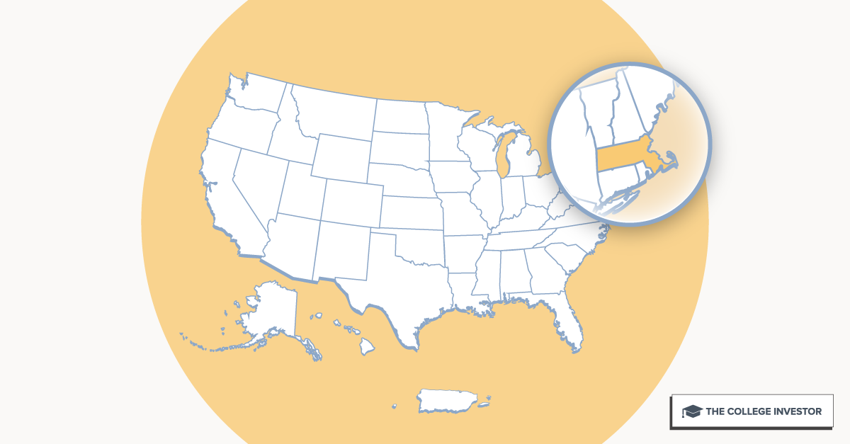 CollegeInvestor_1200x627_Infographic_ 50 + 2 Individual State Call Outs_Massachusetts Massachusetts Student Loans