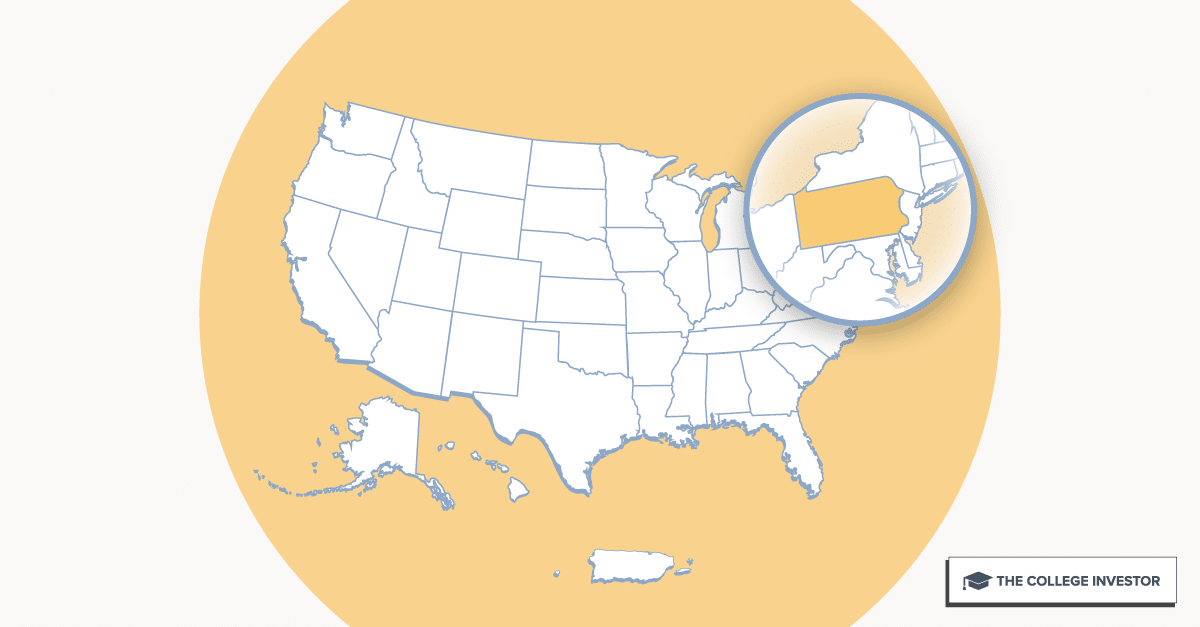 CollegeInvestor_1200x627_Infographic_ 50 + 2 Individual State Call Outs_Pennsylvania Pennsylvania Student Loan Forgiveness