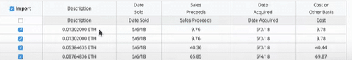 Help Section Screenshot of TaxAct transactions