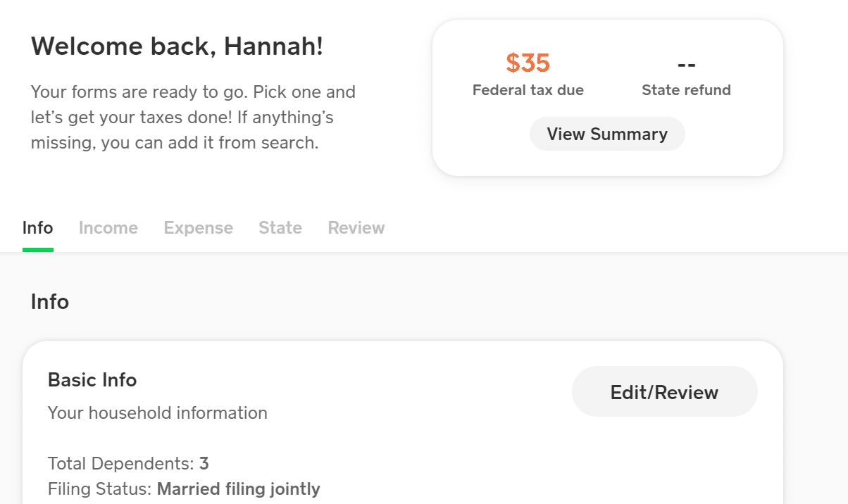Cash App Taxes new navigation format Screenshot of Cash App Taxes new navigation format
